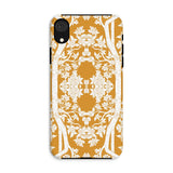 Aviary Orange Aesthetic Pattern Art Iphone Case, Xr / Matte, Decorative Phone Case Intricate Floral Pattern White Mustard