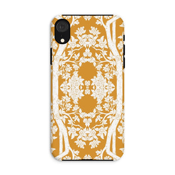 Aviary Orange Aesthetic Pattern Art Iphone Case, Xr / Matte, Decorative Phone Case Intricate Floral Pattern White Mustard