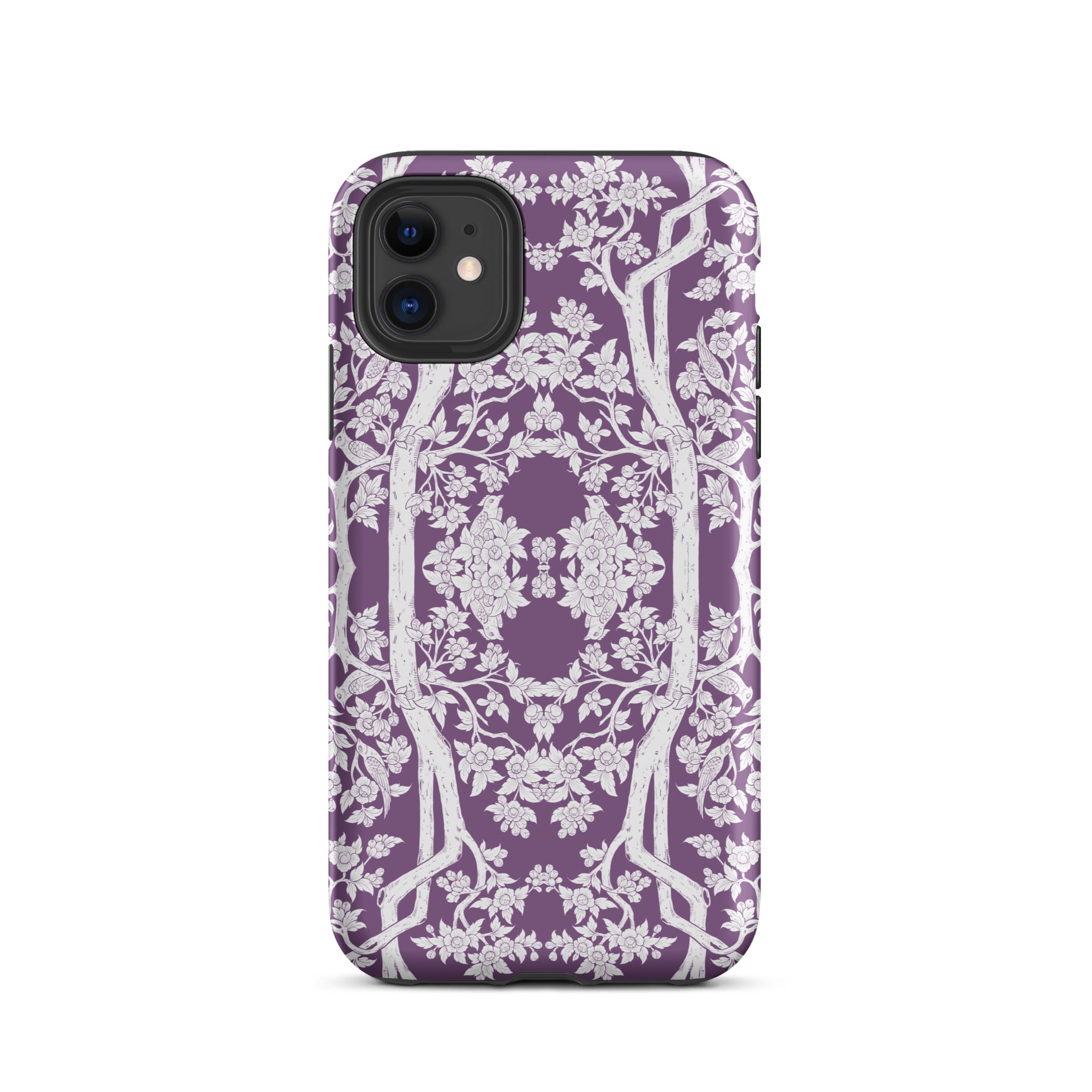 Aviary Purple Aesthetic Pattern Art Iphone Case, 11 / Matte, Floral Patterned Phone Case