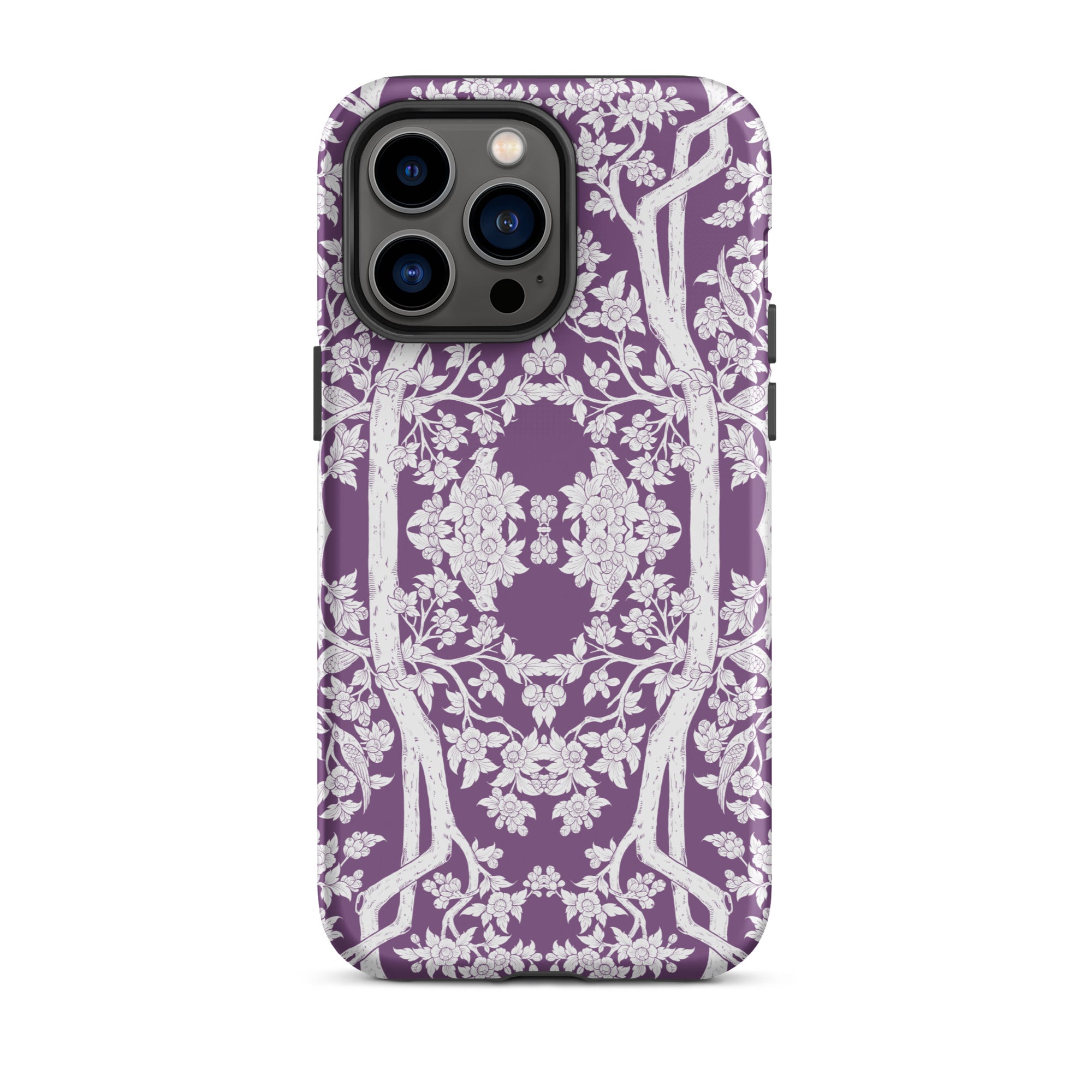 Aviary Purple Aesthetic Pattern Art Iphone Case, 14 Pro Max / Matte, Purple Floral Patterned Phone Case