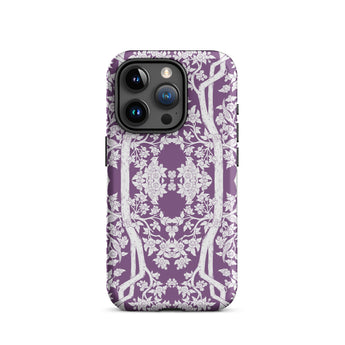 Aviary Purple Aesthetic Pattern Art Iphone Case 15 Pro / Matte Purple Phone Case Floral Tree Design Pattern Art Phone, Battle-tested