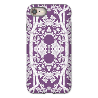 Aviary Purple Aesthetic Pattern Art Iphone Case, 8 / Matte, Ornate Purple White Floral Patterned Phone Case