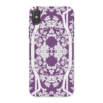 Aviary Purple Aesthetic Pattern Art Iphone Case, x / Matte, Decorative Phone Case Purple Background Intricate White Floral