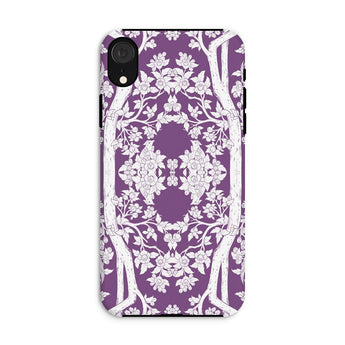 Aviary Purple Aesthetic Pattern Art Iphone Case, Xr / Matte, Decorative Purple White Floral Patterned Phone Case