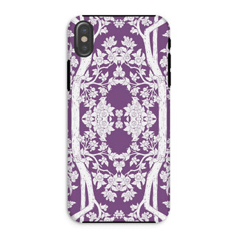Aviary Purple Aesthetic Pattern Art Iphone Case, Xs / Matte, Decorative Phone Case Purple Background White Floral Pattern