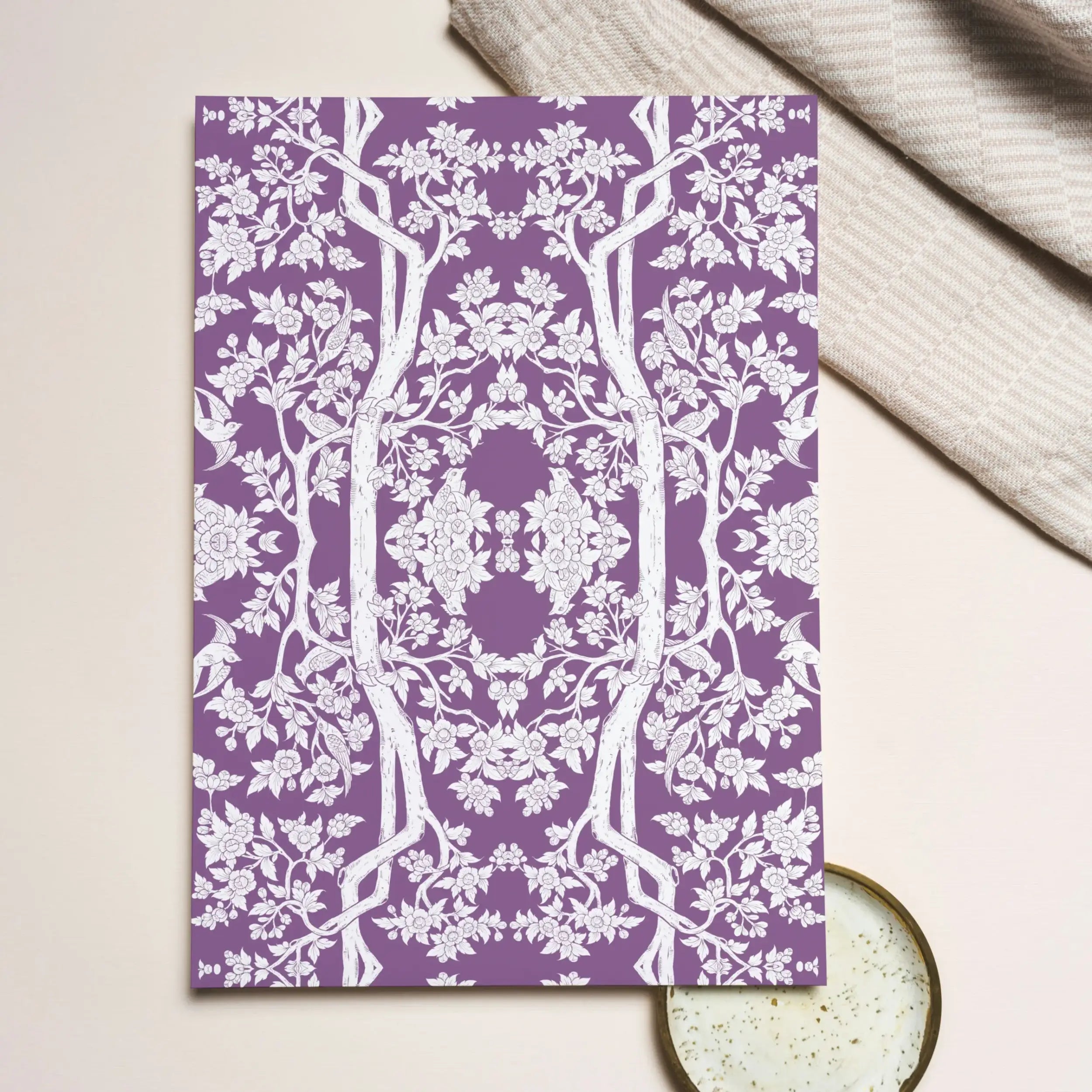 Aviary Purple Greeting Card - & Note Cards - Aesthetic Art