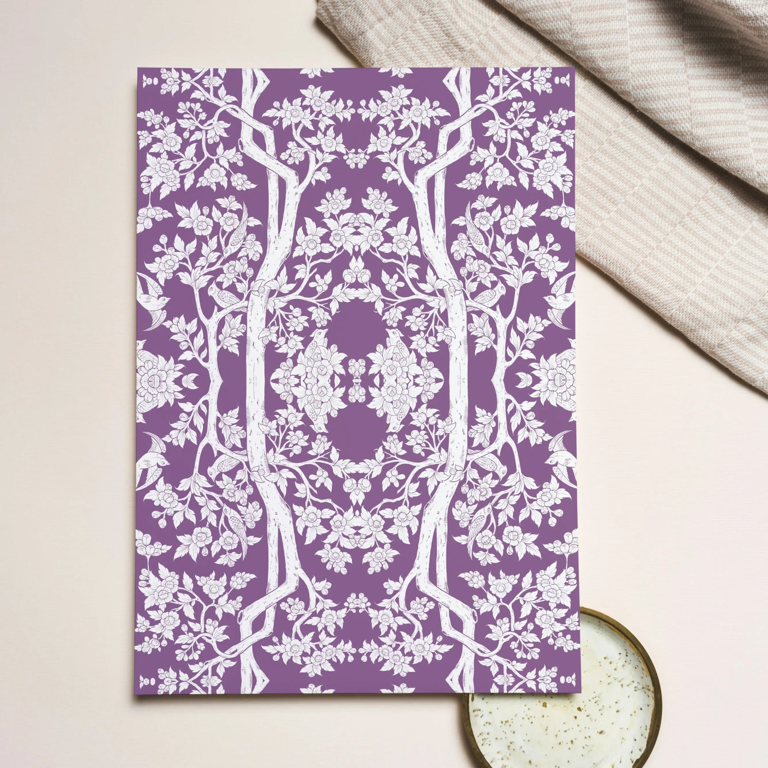 Aviary Purple Greeting Card - Greeting & Note Cards - Aesthetic Art
