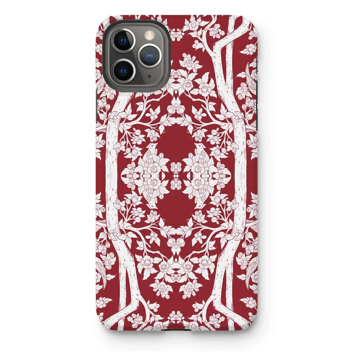 Aviary Red Aesthetic Pattern Art Iphone Case, 11 Pro Max / Matte, Decorative Iphone Case Red White Floral Pattern