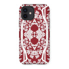 Aviary Red Aesthetic Pattern Art Iphone Case, 12 / Matte, Decorative Red White Floral Patterned Iphone Case