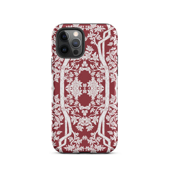 Aviary Red Aesthetic Pattern Art Iphone Case, 12 Pro / Matte, Burgundy Phone Case Floral Design