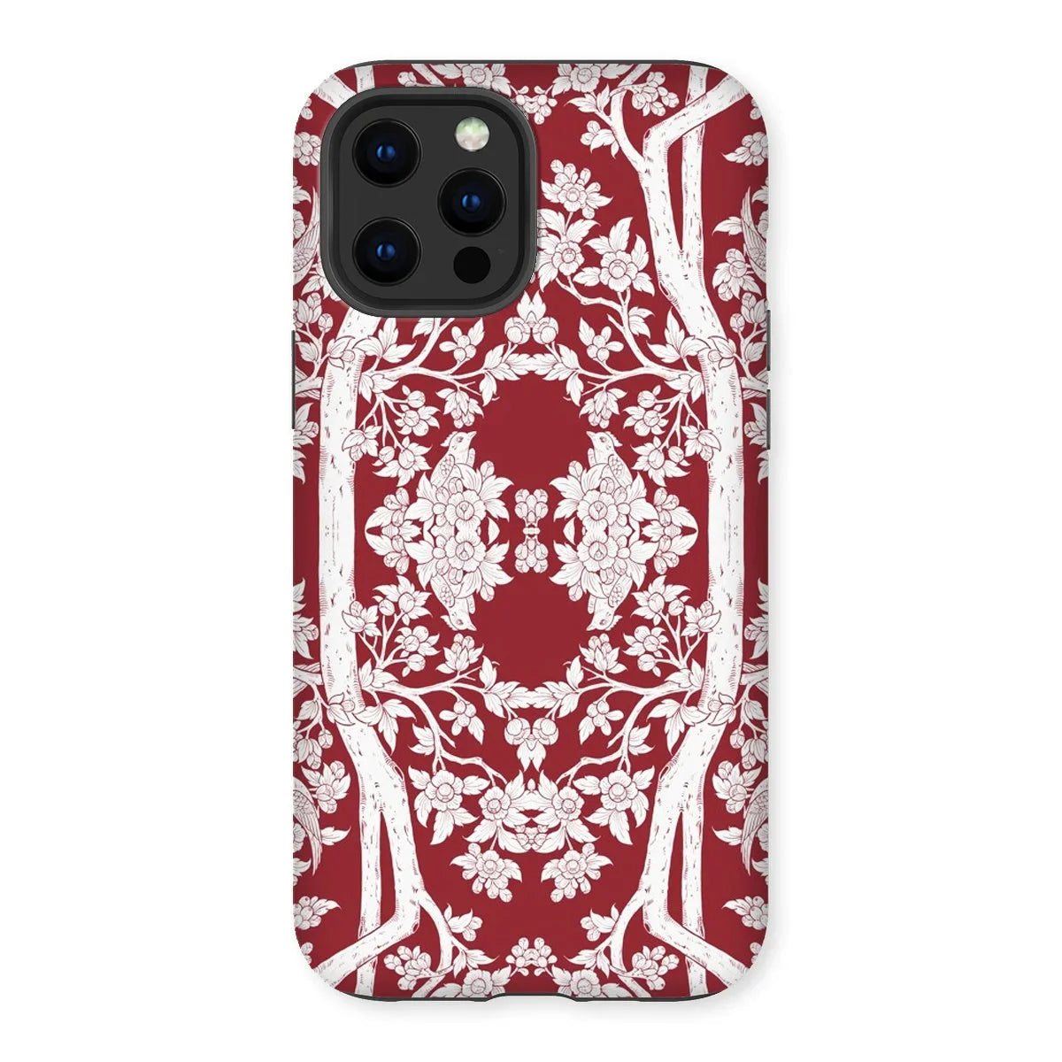 Aviary Red Aesthetic Pattern Art Iphone Case, 12 Pro Max / Matte, Decorative Iphone Case Red White Floral Pattern