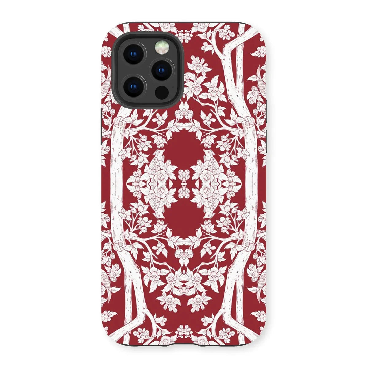 Aviary Red Aesthetic Pattern Art Iphone Case, 13 Pro / Matte, Decorative Iphone Case Red White Floral Pattern