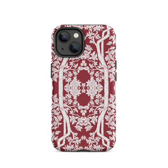 Aviary Red Aesthetic Pattern Art Iphone Case 14 / Matte Floral Patterned Phone Case Pattern Art Phone, Battle-tested Design, Cases