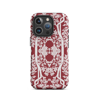 Aviary Red Aesthetic Pattern Art Iphone Case, 16 Pro / Matte, Floral Patterned Phone Case