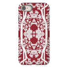 Aviary Red Aesthetic Pattern Art Iphone Case, 8 / Matte, Ornate Floral-patterned Phone Case Red White