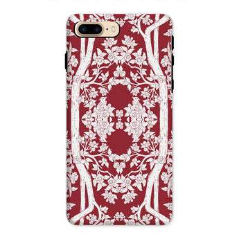 Aviary Red Aesthetic Pattern Art Iphone Case, 8 Plus / Matte, Decorative Phone Case Intricate Red White Floral Pattern