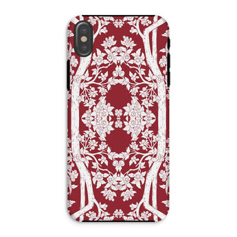 Aviary Red Aesthetic Pattern Art Iphone Case, Xs / Matte, Decorative Phone Case Intricate Red White Floral Pattern