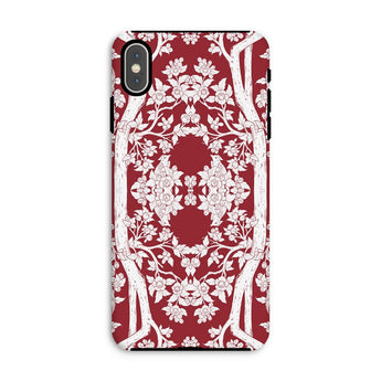 Aviary Red Aesthetic Pattern Art Iphone Case, Xs Max / Matte, Decorative Phone Case Intricate Red White Floral Pattern