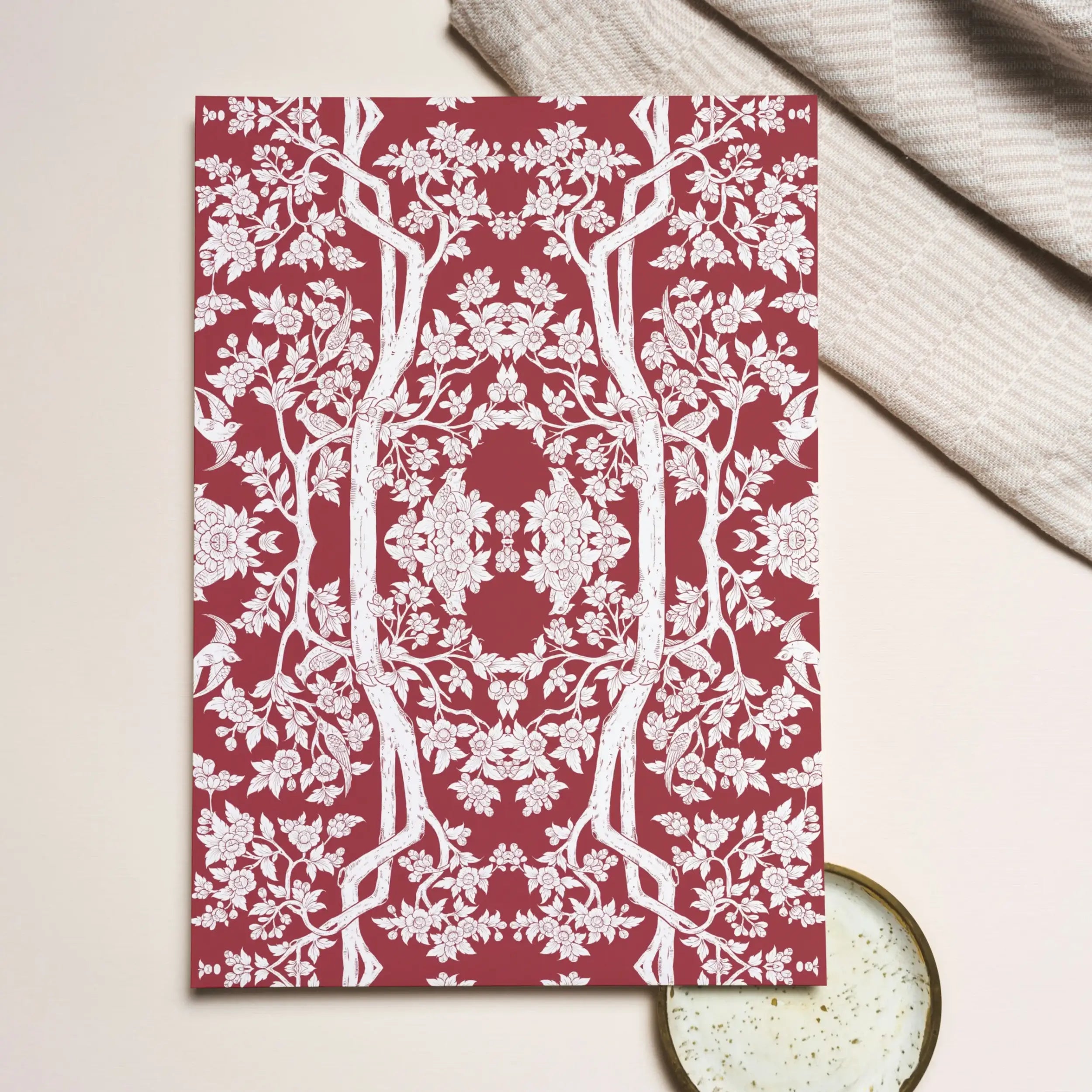 Aviary Red Greeting Card - & Note Cards - Aesthetic Art