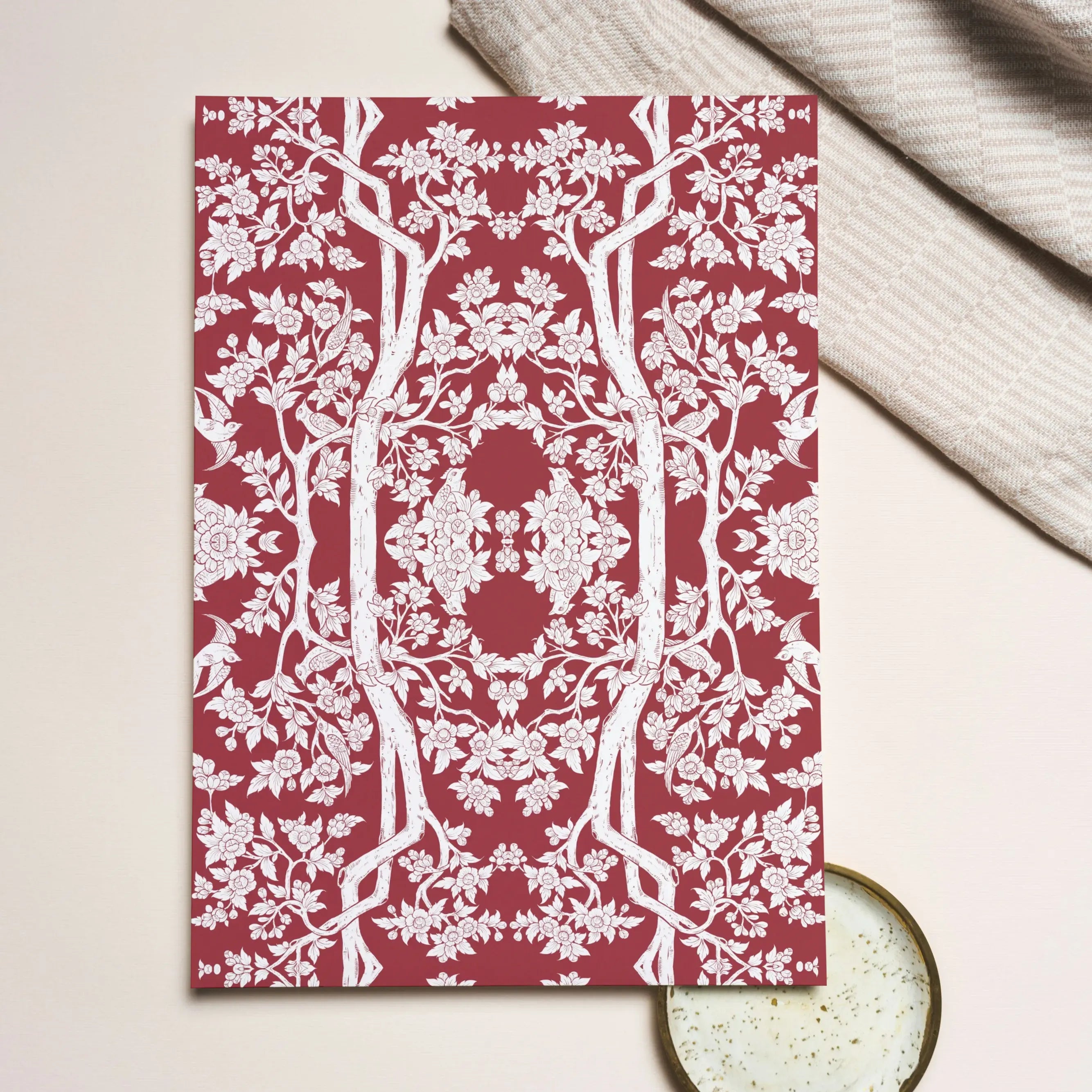 Aviary Red Greeting Card - Greeting & Note Cards - Aesthetic Art