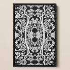 Aviary Thai Aesthetic Pattern Art Framed Canvas, Intricate Black White Floral Pattern Artwork Symmetrical Design