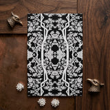 Aviary - Thai Aesthetic Pattern Art Print / Canvas Black Rectangular Notebook Intricate White Floral Tree Branch Fine Paper, Bold