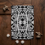 Aviary - Thai Aesthetic Pattern Art Print / Canvas Black Rectangular Notebook Intricate White Floral Tree Branch Fine Paper, Bold