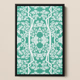 Aviary - Thai Aesthetic Pattern Art Print / Canvas Framed Artwork Intricate White Floral Tree Vibrant Fine Paper, Black, Bold Statements
