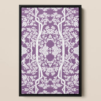 Aviary - Thai Aesthetic Pattern Art Print / Canvas Purple White Floral Tree Black Fine Paper, Bold Statements Prints