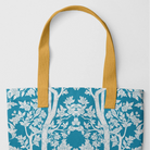 Aviary Tote - Bluebird Blue Bird Pattern Shopping Yellow Handles Bags