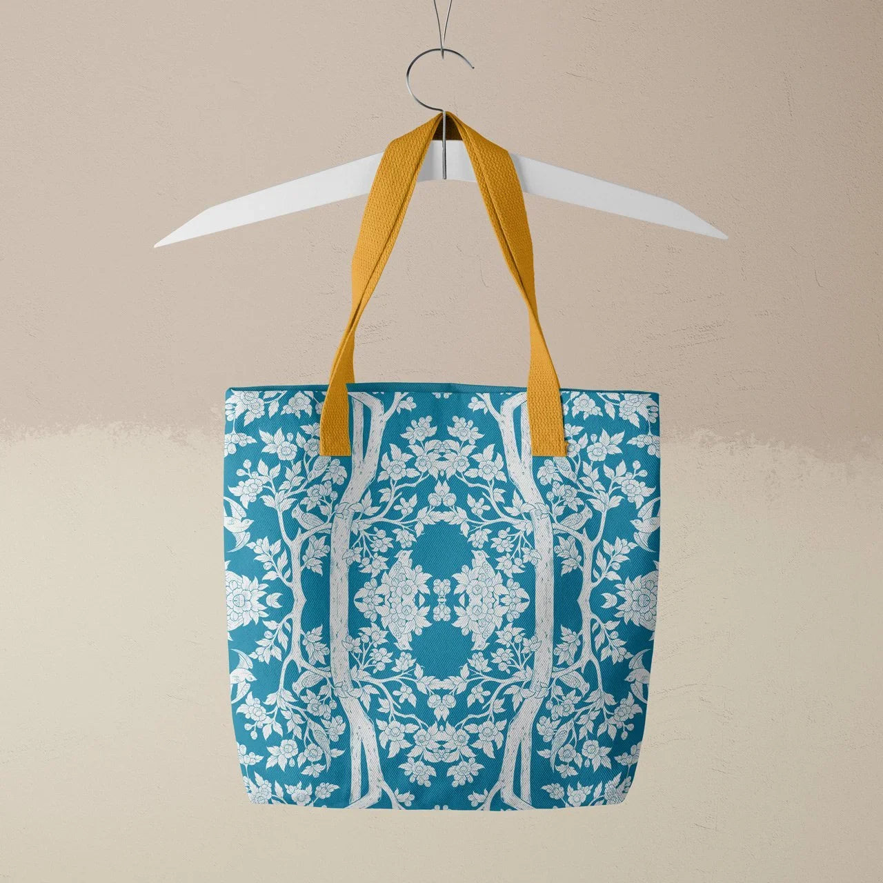 Aviary Tote - Bluebird Blue Bird Pattern Shopping Bags