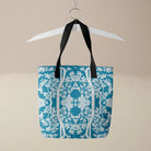 Aviary Tote - Bluebird Blue Bird Pattern Shopping Black Handles Bags