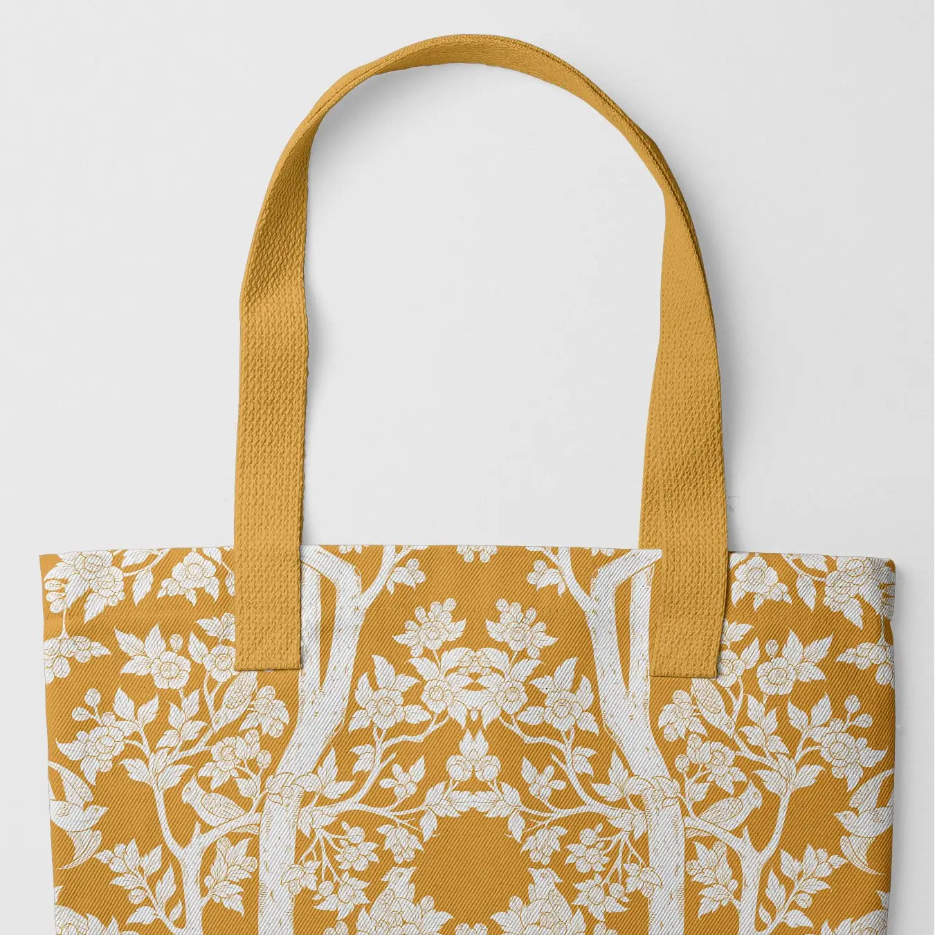 Aviary Tote - Goldfinch - Heavy Duty Reusable Grocery Bag - Yellow Handles - Bags - Aesthetic Art