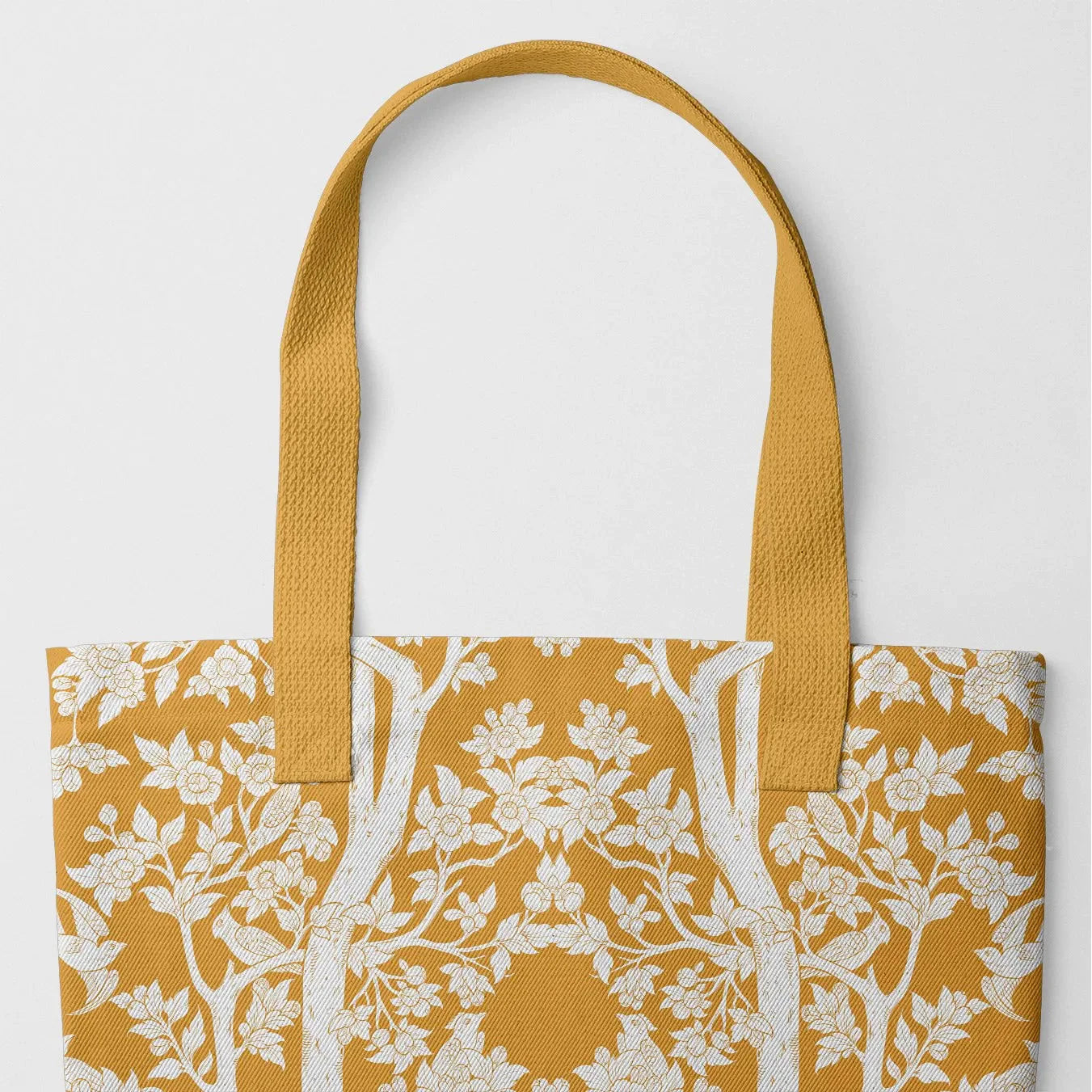 Aviary Tote - Goldfinch - Heavy Duty Reusable Grocery Bag - Yellow Handles - Shopping Totes - Aesthetic Art