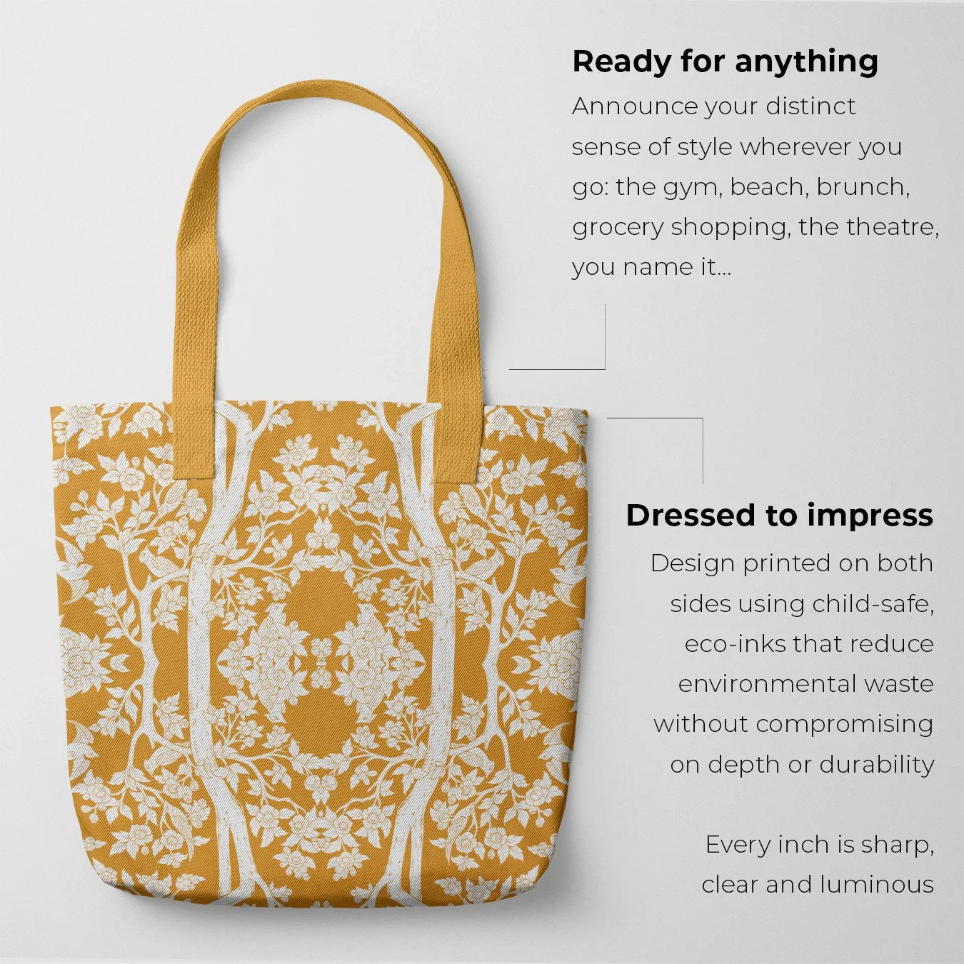 Aviary Tote - Goldfinch Orange Bird Pattern Shopping Bags