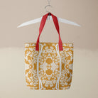 Aviary Tote - Goldfinch Orange Bird Pattern Shopping Black Handles Bags