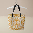 Aviary Tote - Goldfinch Orange Bird Pattern Shopping Red Handles Bags