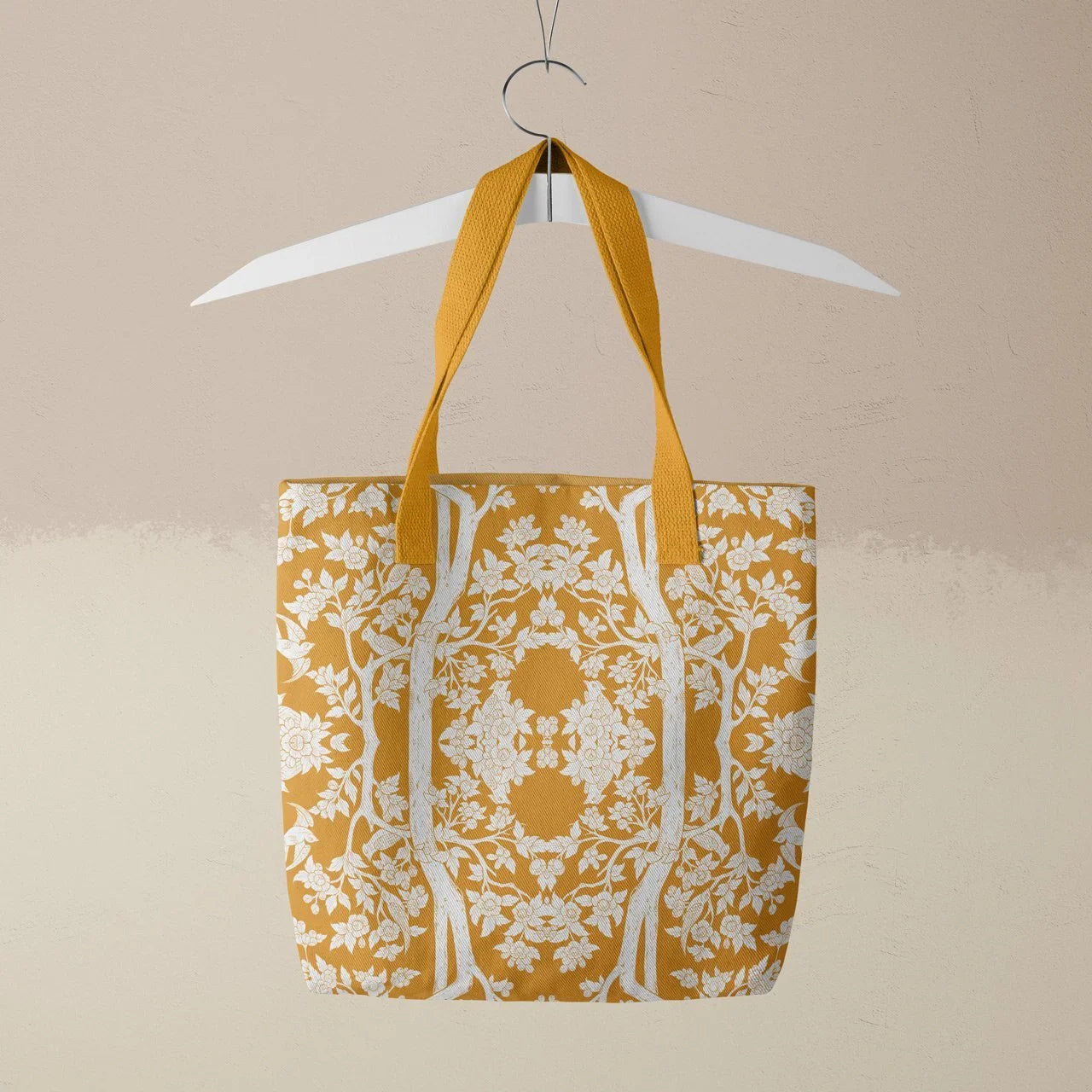 Aviary Tote - Goldfinch Orange Bird Pattern Shopping Bags