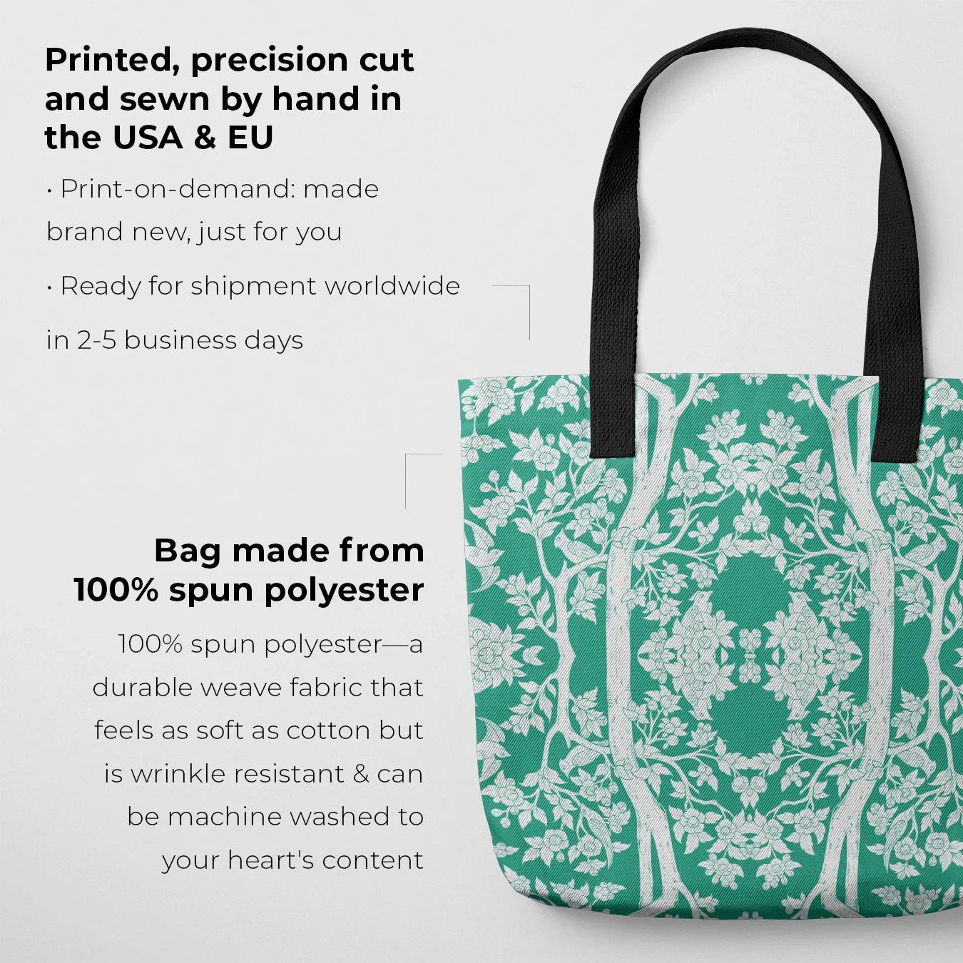 Aviary Tote - Hummingbird Green Bird Pattern Shopping Bags