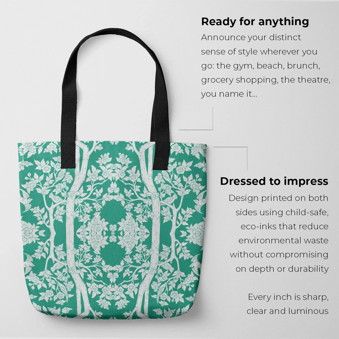 Aviary Tote - Hummingbird Green Bird Pattern Shopping Bags