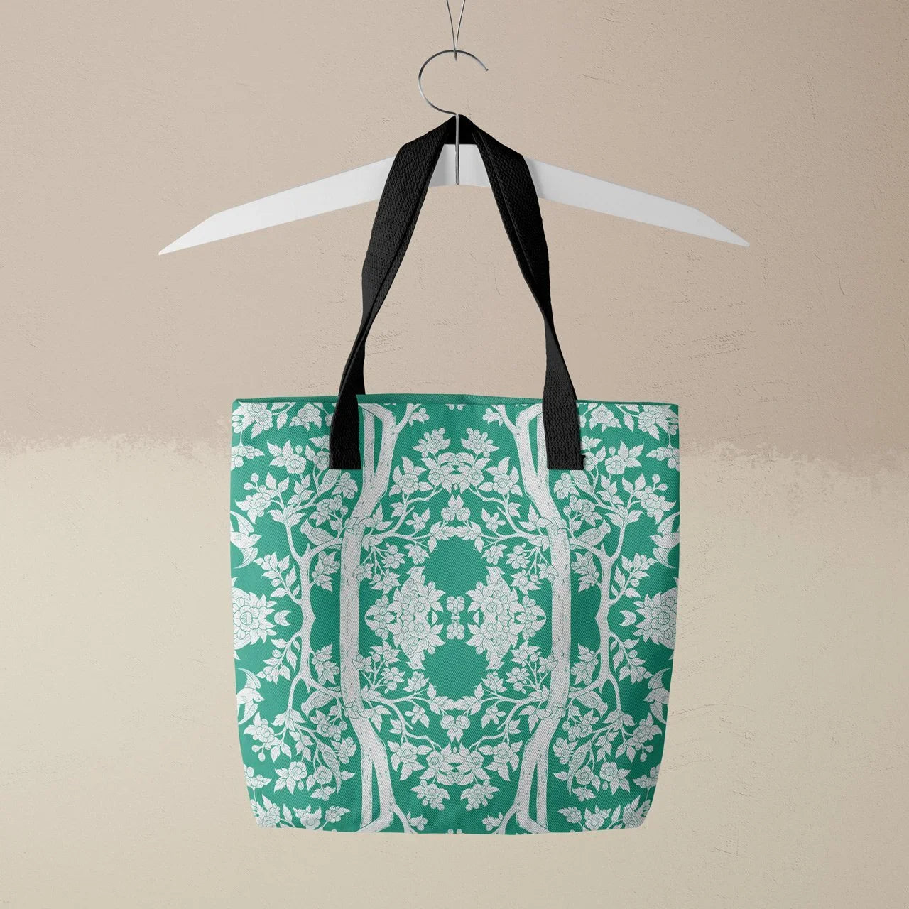 Aviary Tote - Hummingbird Green Bird Pattern Shopping Bags