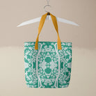 Aviary Tote - Hummingbird Green Bird Pattern Shopping Yellow Handles Bags