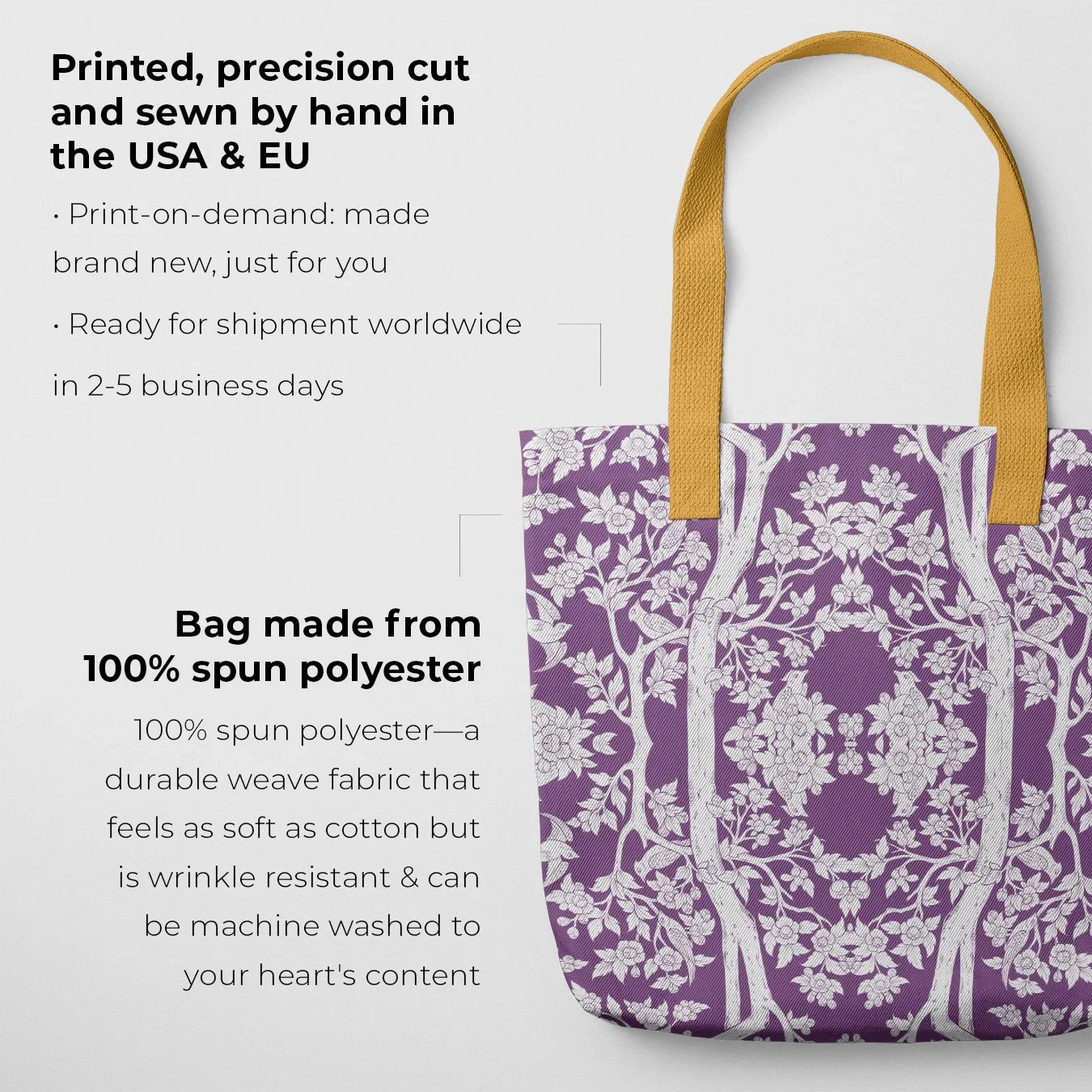 Aviary Tote - Purple Finch Bird Pattern Shopping Bags