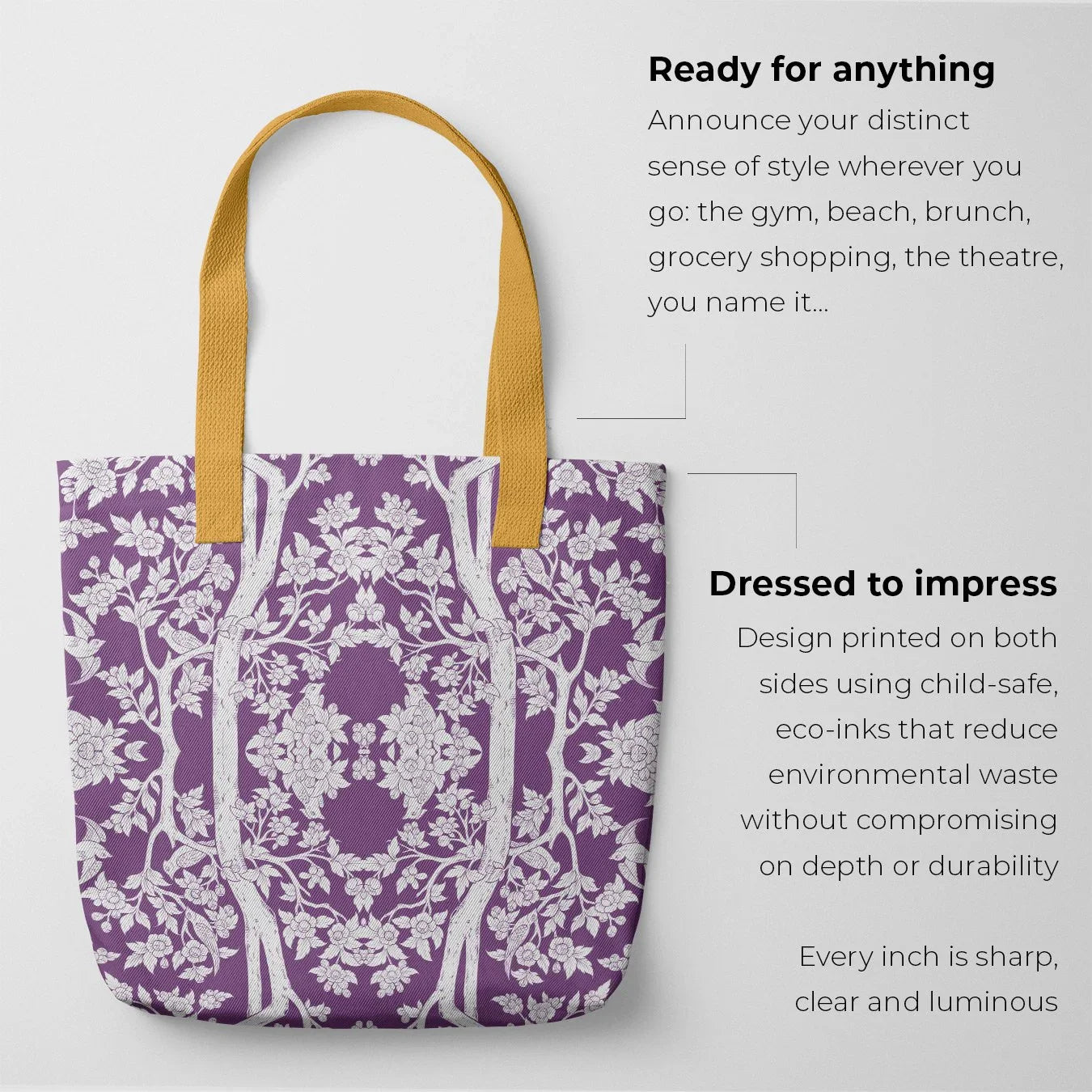 Aviary Tote - Purple Finch Bird Pattern Shopping Bags