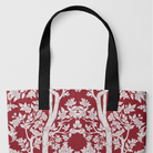 Aviary Tote - Rosella Red Bird Pattern Shopping Black Handles Bags