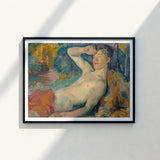 Framed Reproduction Vibrant Impressionist Painting Nude Male Figure Magnus Enckell, Homosexual Art Print, Luminous Dance