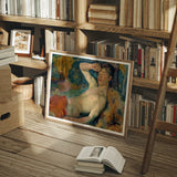 Awakening Faun - Magnus Enckell Art Print, Framed Classical Nude Painting Propped Bookshelf