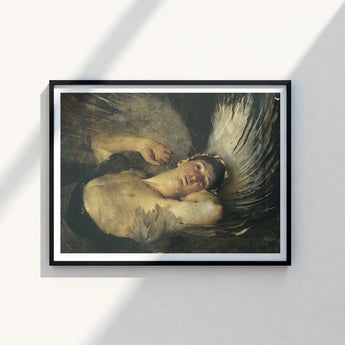 Black-framed Art Print Classical Painting Angel Detailed Wings Solomon Joseph, Arrests, Winged Figure Hauled, Amber-ochre Chest Broad
