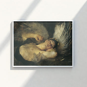 Framed Reproduction Classical Painting Angel Dark Textured Wings Solomon Joseph, Arrests, Winged Figure Hauled, Amber-ochre Chest Broad,