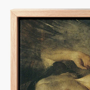 Framed Canvas Print Classical Painting Dark Earthy Tones Solomon Joseph, Arrests, Winged Figure Hauled, Amber-ochre Chest Broad, Art